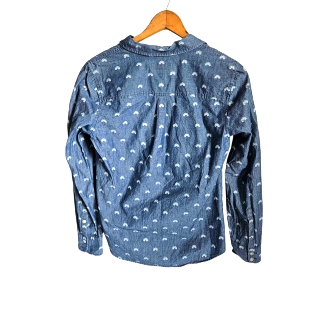 Vineyard Vines Blue Cotton Preppy Quarter Button-Up Blouse, Size 0 - Picture 5 of 5